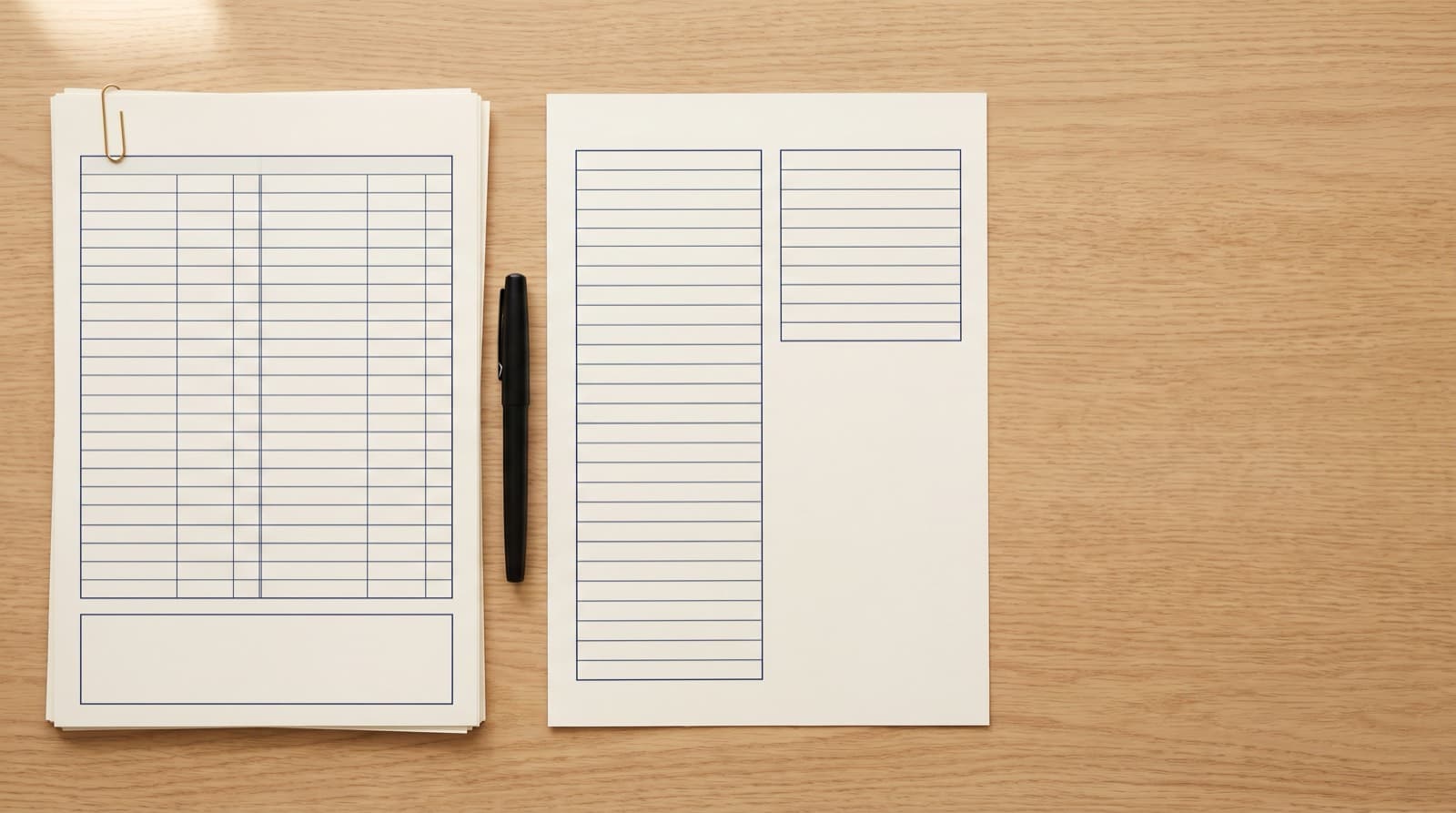 A court financial affidavit and a lender personal financial statement laid side by side on a desk with bank statements